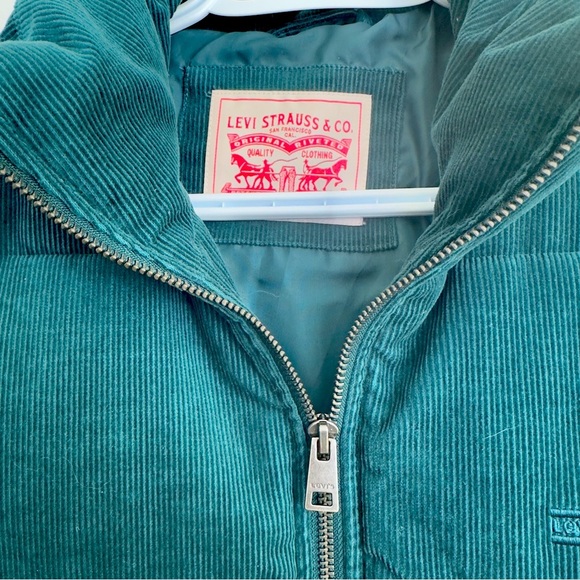 Levis LINED CORDUROY ZIP UP PUFFER JACKET IN TEAL - Picture 10 of 11